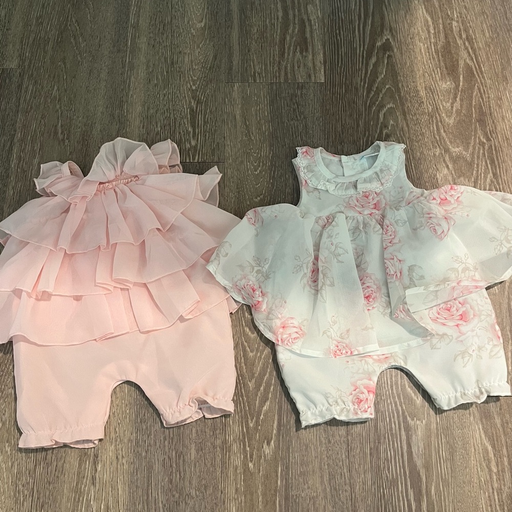 Adorable Pink and White Baby Rompers